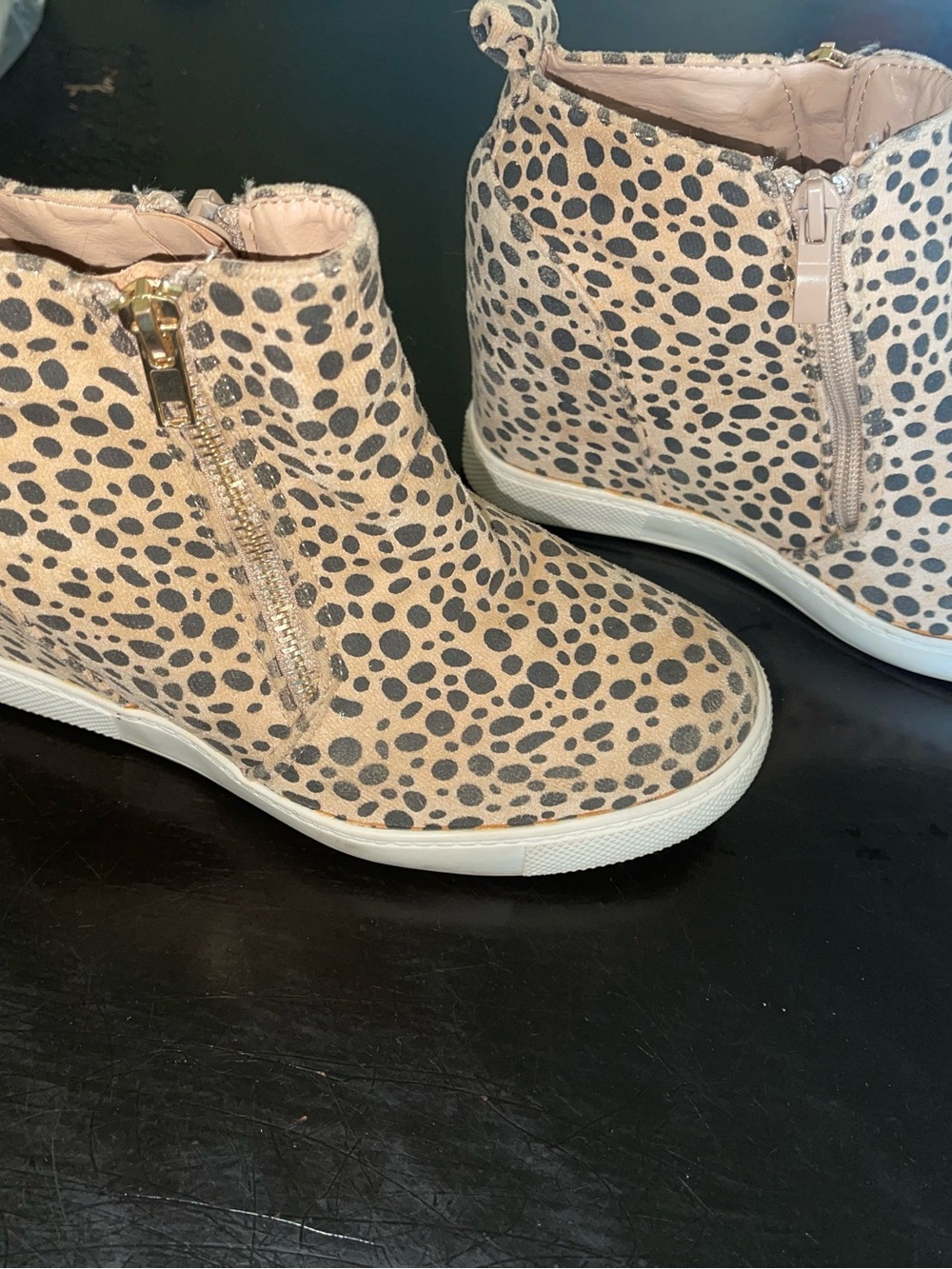 Kids Leopard Print Zip-Up High Top Sneakers - Pink